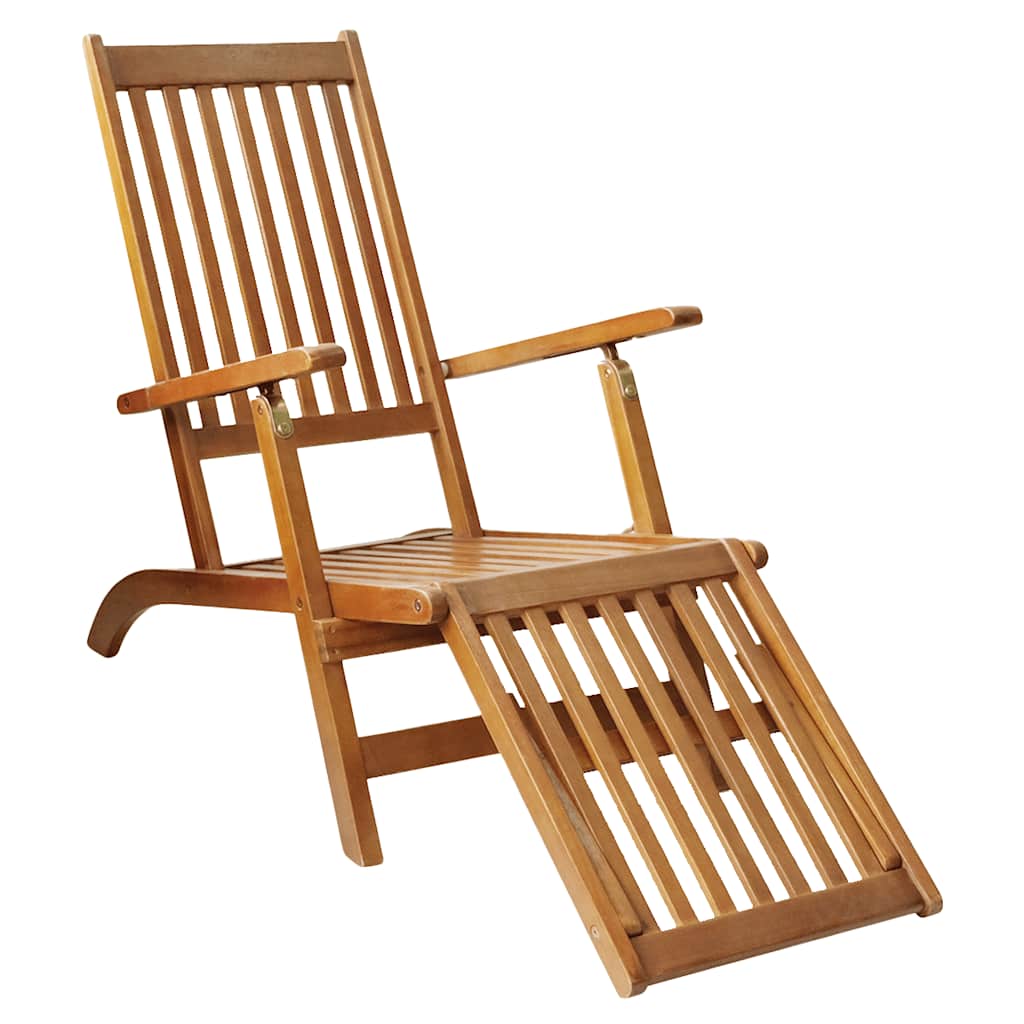 Outdoor Deck Chair with Footrest Solid Acacia Wood